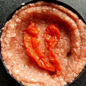 Pattie gefüllt mit Bhut Jolokia