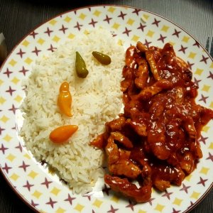 Schweinegeschnetzeltes in Zi......sosse mit Reis