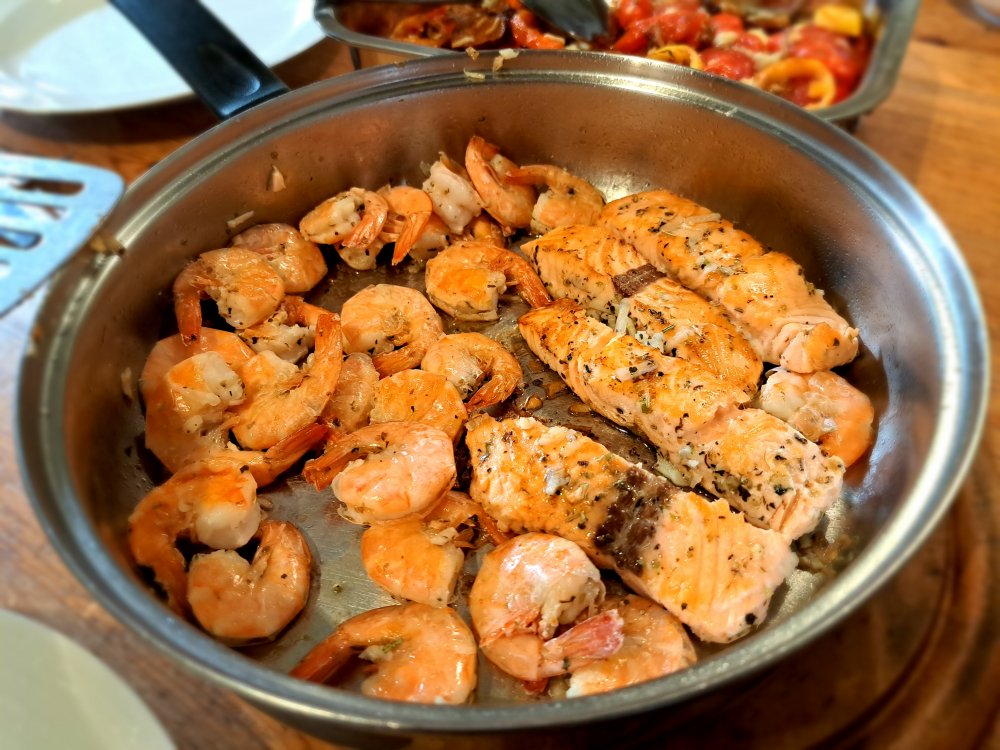 Lachs Garnelen Knobi